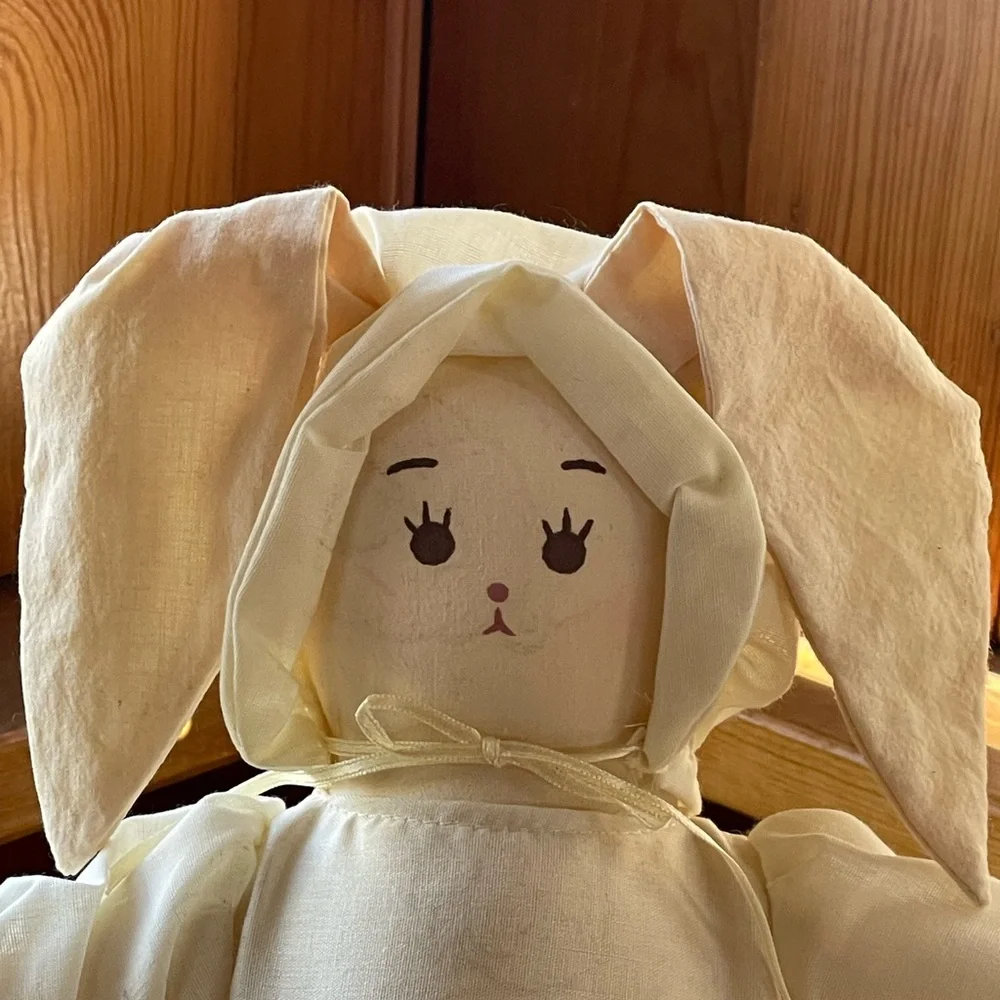 Folk art vintage bunny rag doll handmade - Picture 4 of 8